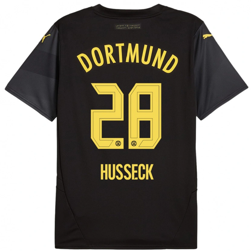 Danxen Kinder Jonah Husseck #28 Schwarz Gelb Auswärtstrikot Trikot 2024/25 T-Shirt Schweiz