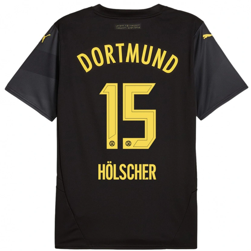 Danxen Kinder Mats Hölscher #15 Schwarz Gelb Auswärtstrikot Trikot 2024/25 T-Shirt Schweiz