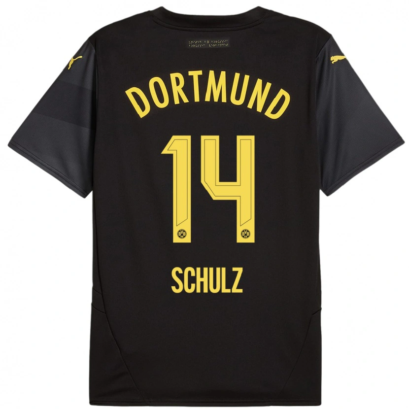 Danxen Kinder Nico Schulz #14 Schwarz Gelb Auswärtstrikot Trikot 2024/25 T-Shirt Schweiz