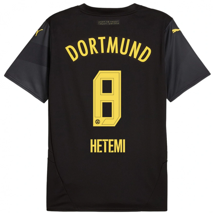 Danxen Kinder Rilind Hetemi #8 Schwarz Gelb Auswärtstrikot Trikot 2024/25 T-Shirt Schweiz