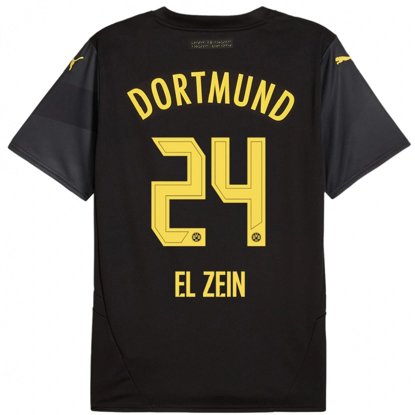 Danxen Kinder Abu-Bekir Omer El-Zein #24 Schwarz Gelb Auswärtstrikot Trikot 2024/25 T-Shirt Schweiz