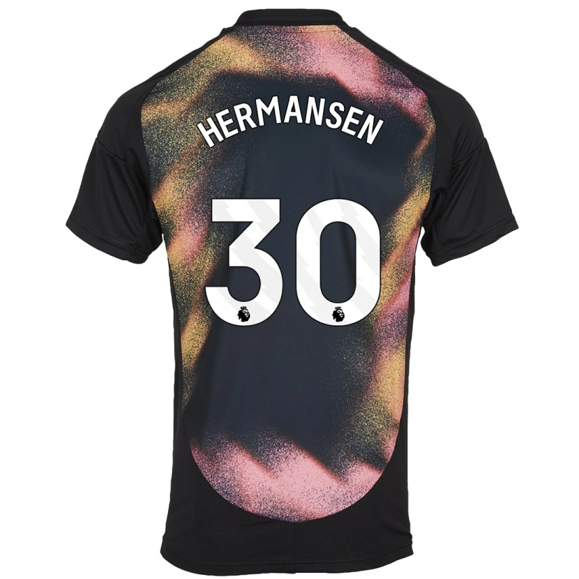 Danxen Kinder Mads Hermansen #30 Schwarz Weiß Auswärtstrikot Trikot 2024/25 T-Shirt Schweiz