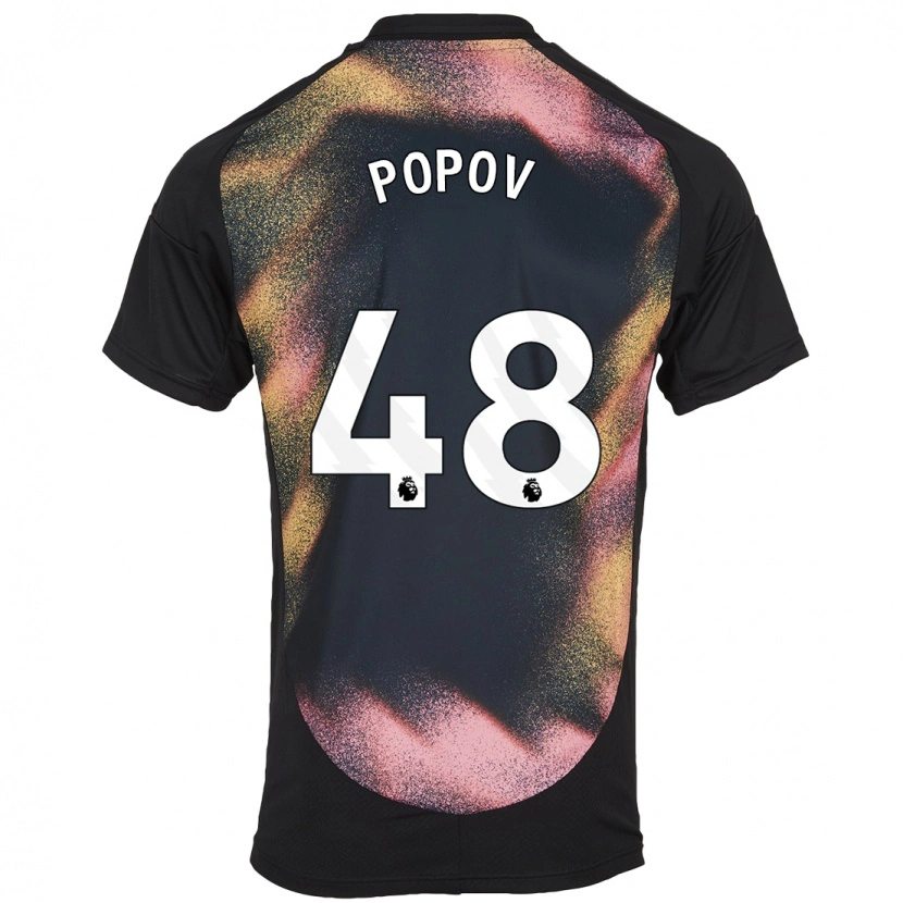 Danxen Kinder Chris Popov #48 Schwarz Weiß Auswärtstrikot Trikot 2024/25 T-Shirt Schweiz