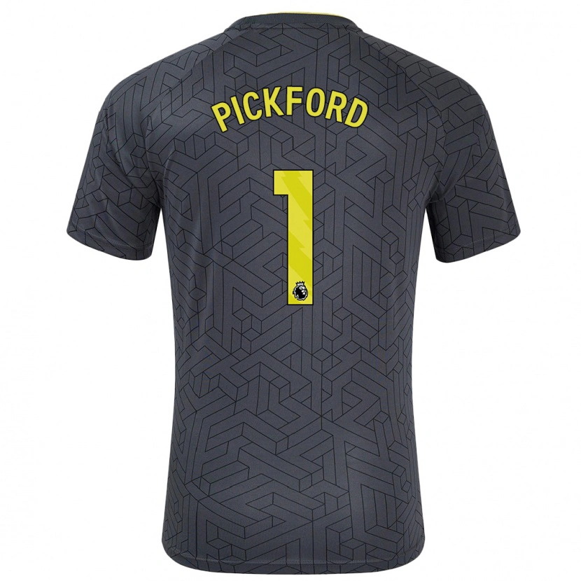 Danxen Kinder Jordan Pickford #1 Schwarz Gelb Auswärtstrikot Trikot 2024/25 T-Shirt Schweiz