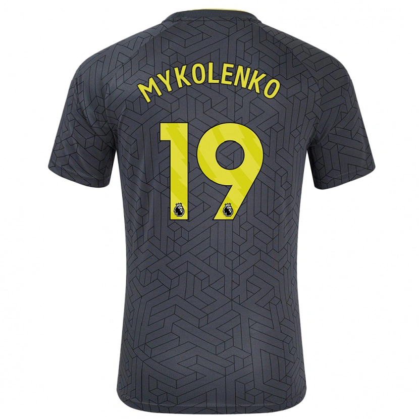 Danxen Kinder Vitaliy Mykolenko #19 Schwarz Gelb Auswärtstrikot Trikot 2024/25 T-Shirt Schweiz