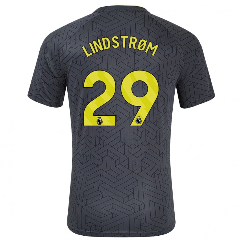 Danxen Kinder Jesper Lindstrøm #29 Schwarz Gelb Auswärtstrikot Trikot 2024/25 T-Shirt Schweiz