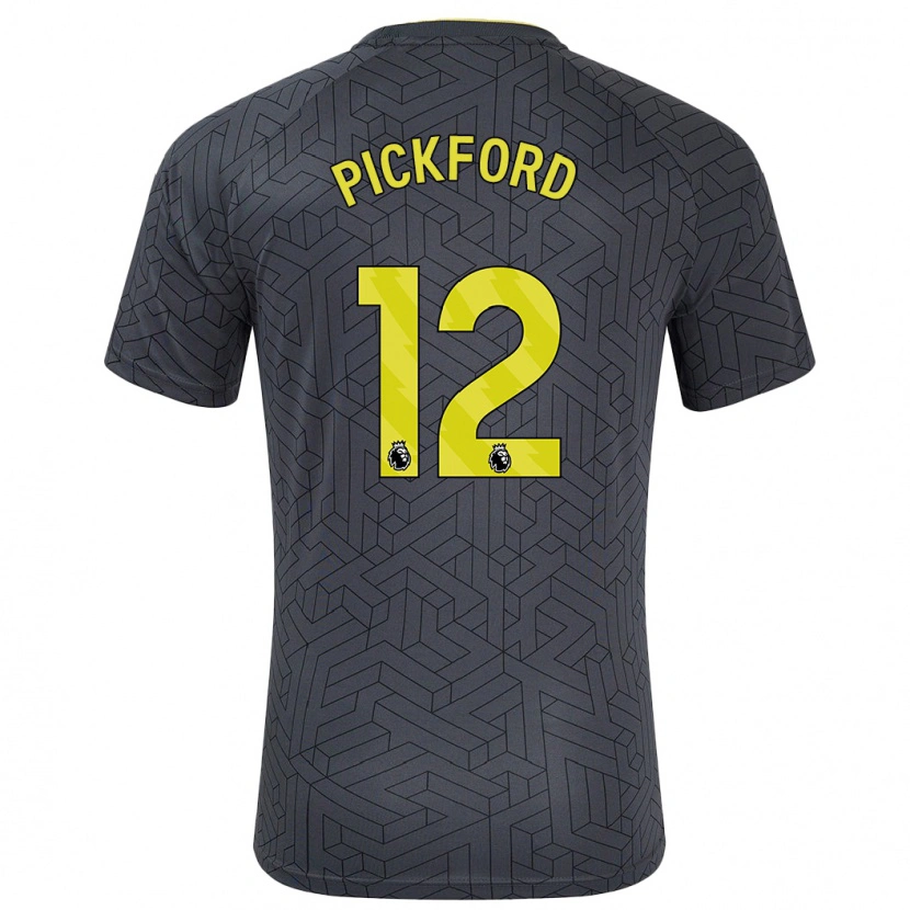 Danxen Kinder Jordan Pickford #12 Schwarz Gelb Auswärtstrikot Trikot 2024/25 T-Shirt Schweiz