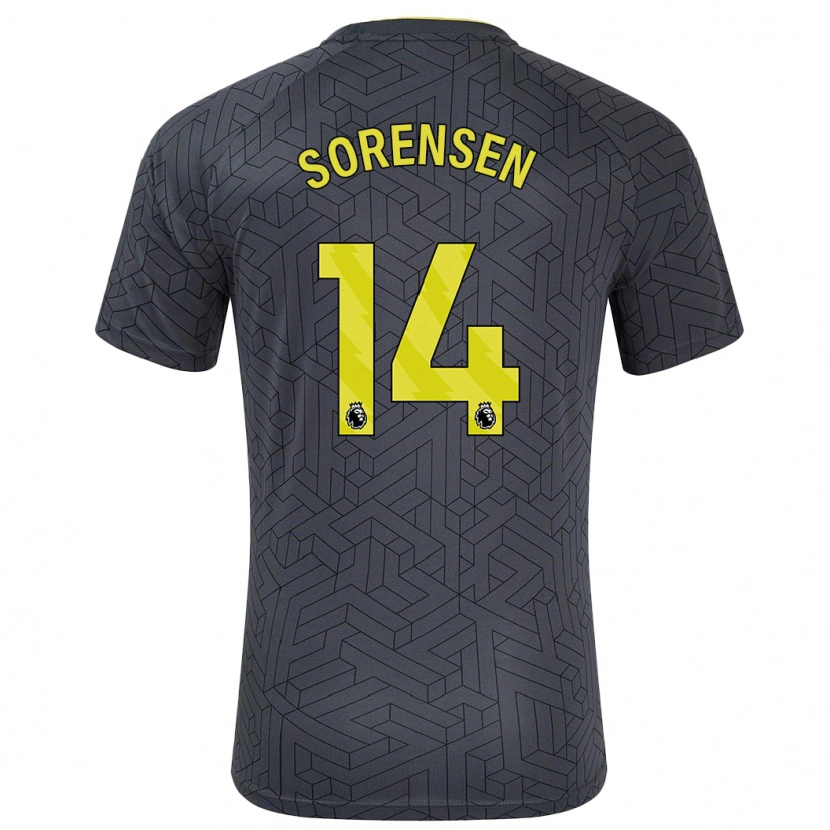 Danxen Kinder Nicoline Sorensen #14 Schwarz Gelb Auswärtstrikot Trikot 2024/25 T-Shirt Schweiz