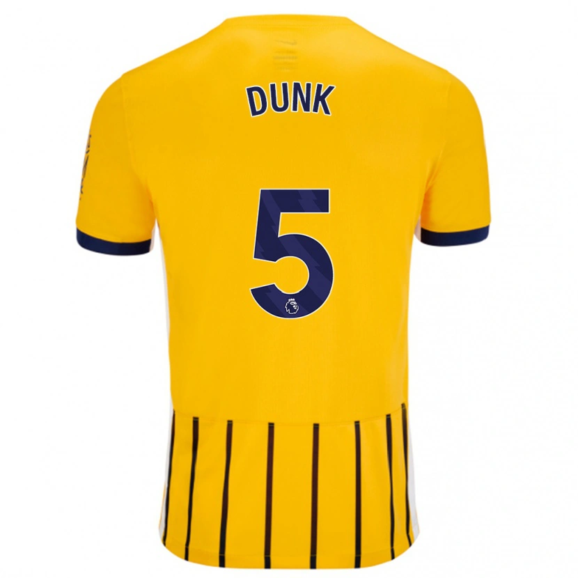 Danxen Kinder Lewis Dunk #5 Gold Blau Nadelstreifen Auswärtstrikot Trikot 2024/25 T-Shirt Schweiz