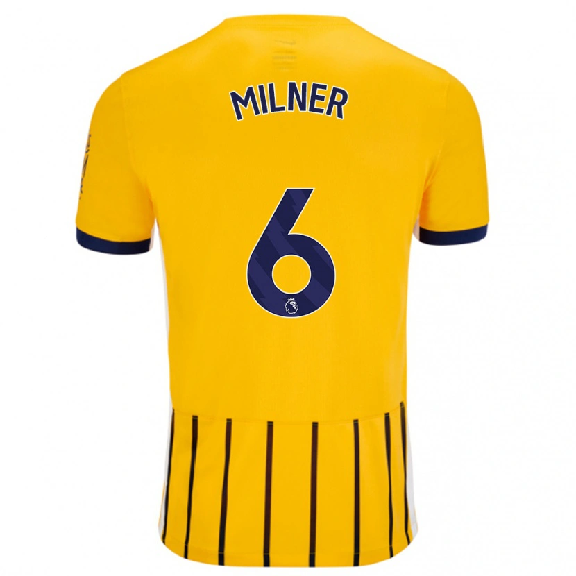 Danxen Kinder James Milner #6 Gold Blau Nadelstreifen Auswärtstrikot Trikot 2024/25 T-Shirt Schweiz