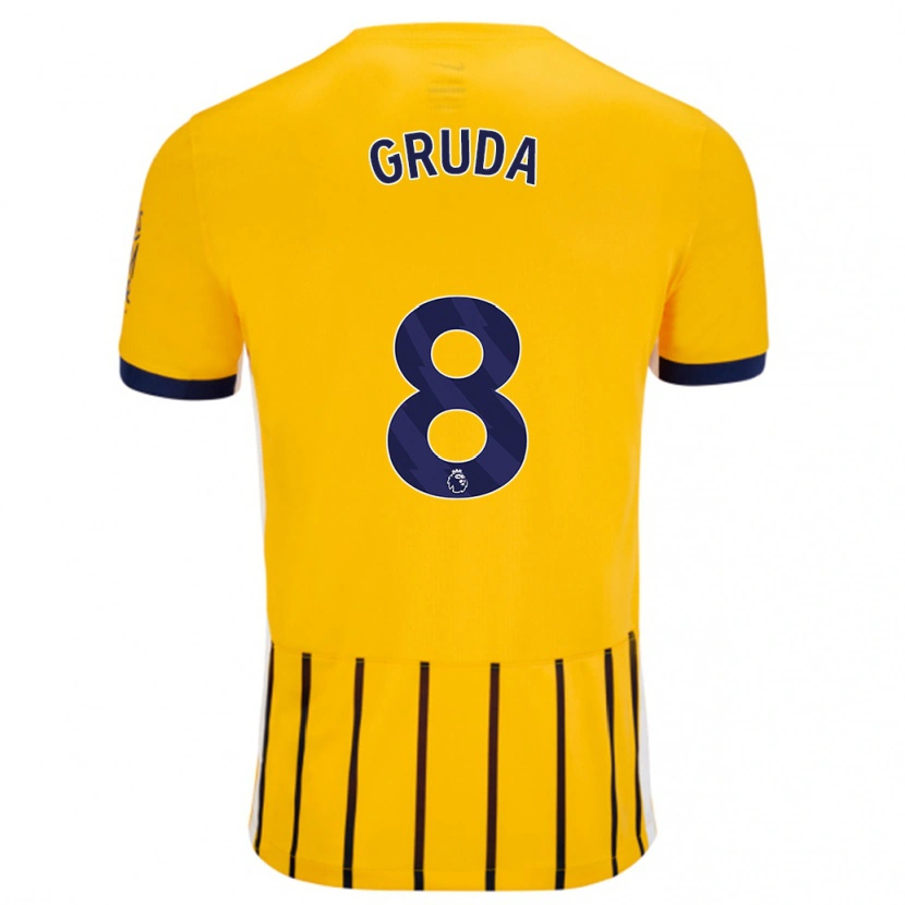 Danxen Kinder Brajan Gruda #8 Gold Blau Nadelstreifen Auswärtstrikot Trikot 2024/25 T-Shirt Schweiz