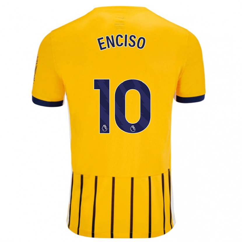 Danxen Kinder Julio Enciso #10 Gold Blau Nadelstreifen Auswärtstrikot Trikot 2024/25 T-Shirt Schweiz