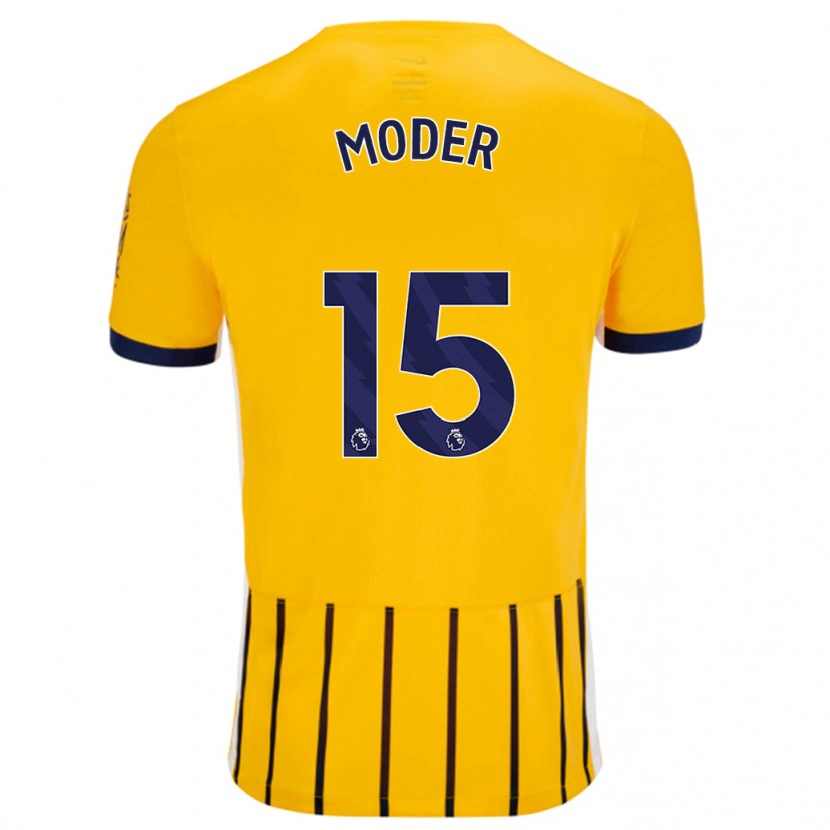 Danxen Kinder Jakub Moder #15 Gold Blau Nadelstreifen Auswärtstrikot Trikot 2024/25 T-Shirt Schweiz