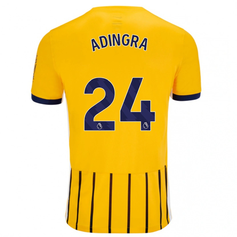 Danxen Kinder Simon Adingra #24 Gold Blau Nadelstreifen Auswärtstrikot Trikot 2024/25 T-Shirt Schweiz