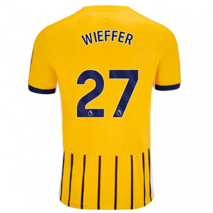 Danxen Kinder Mats Wieffer #27 Gold Blau Nadelstreifen Auswärtstrikot Trikot 2024/25 T-Shirt Schweiz