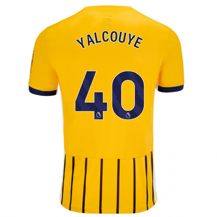 Danxen Kinder Malick Junior Yalcouyé #40 Gold Blau Nadelstreifen Auswärtstrikot Trikot 2024/25 T-Shirt Schweiz