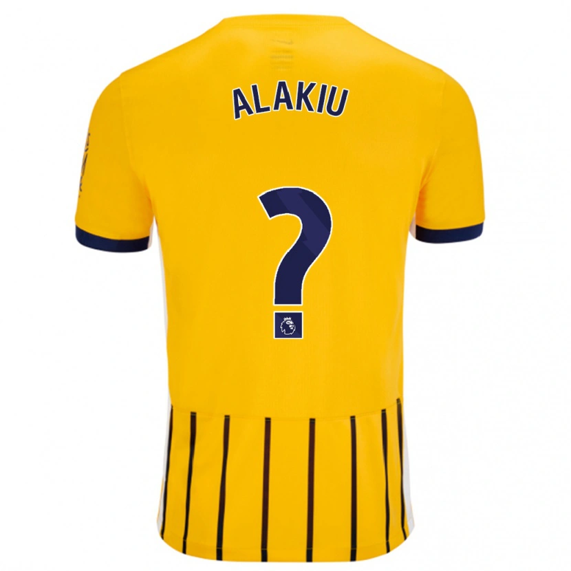 Danxen Kinder Isaiah Alakiu #0 Gold Blau Nadelstreifen Auswärtstrikot Trikot 2024/25 T-Shirt Schweiz