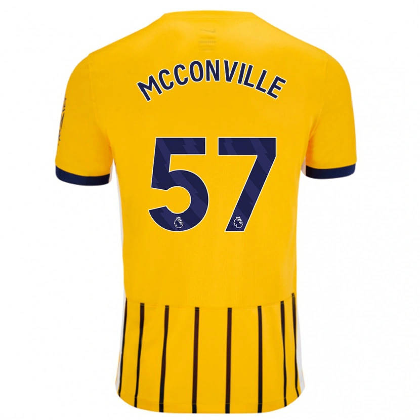 Danxen Kinder Ruairi Mcconville #57 Gold Blau Nadelstreifen Auswärtstrikot Trikot 2024/25 T-Shirt Schweiz