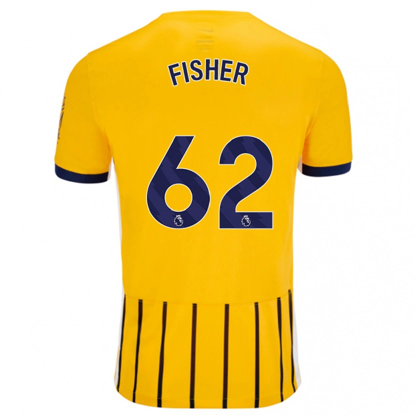 Danxen Kinder Hugo Fisher #62 Gold Blau Nadelstreifen Auswärtstrikot Trikot 2024/25 T-Shirt Schweiz