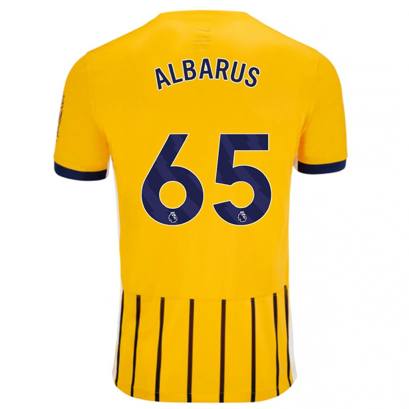 Danxen Kinder Zane Albarus #65 Gold Blau Nadelstreifen Auswärtstrikot Trikot 2024/25 T-Shirt Schweiz