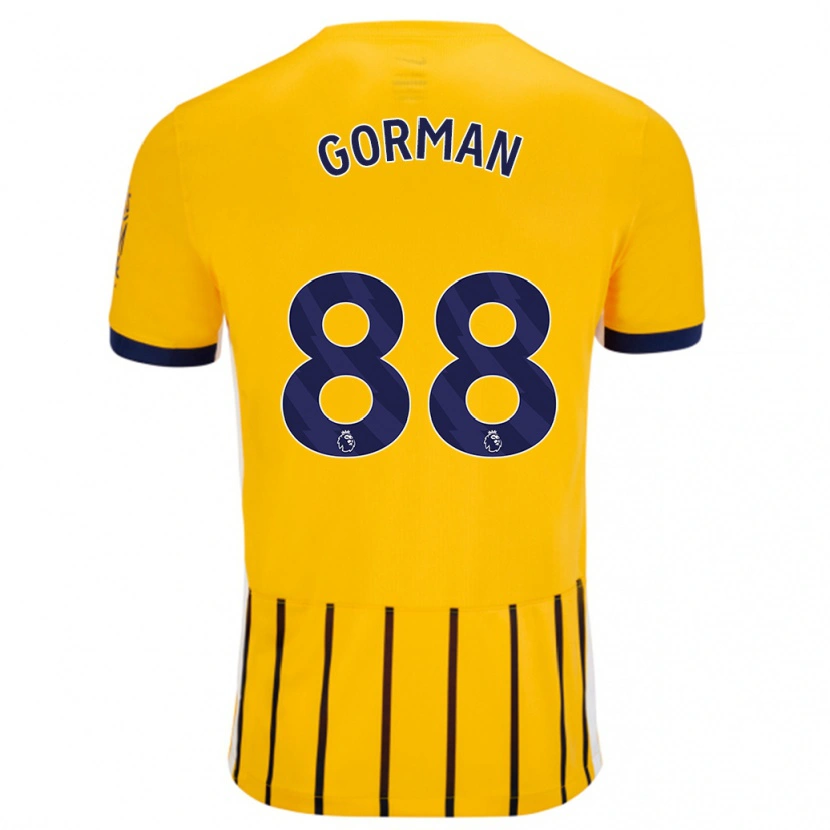 Danxen Kinder Ronnie Gorman #88 Gold Blau Nadelstreifen Auswärtstrikot Trikot 2024/25 T-Shirt Schweiz