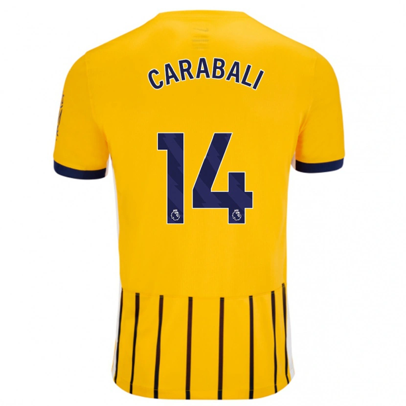 Danxen Kinder Jorelyn Carabalí #14 Gold Blau Nadelstreifen Auswärtstrikot Trikot 2024/25 T-Shirt Schweiz