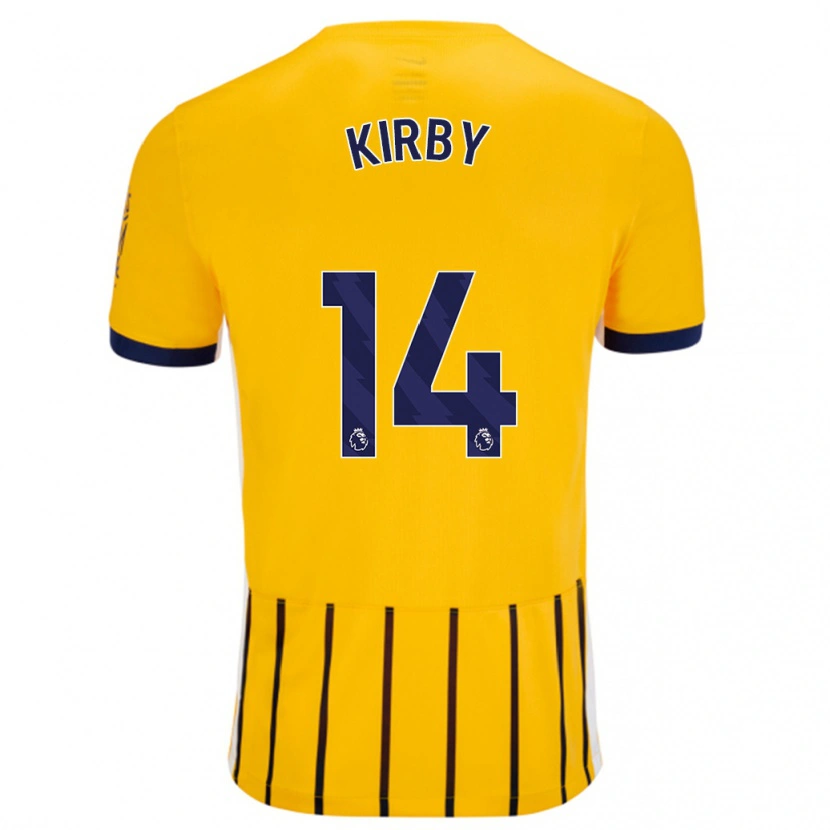 Danxen Kinder Fran Kirby #14 Gold Blau Nadelstreifen Auswärtstrikot Trikot 2024/25 T-Shirt Schweiz