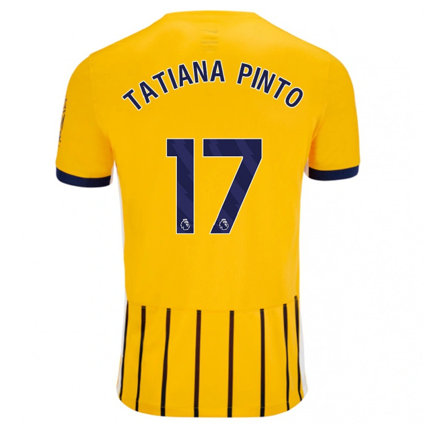 Danxen Kinder Tatiana Vanessa Ferreira Pinto #17 Gold Blau Nadelstreifen Auswärtstrikot Trikot 2024/25 T-Shirt Schweiz