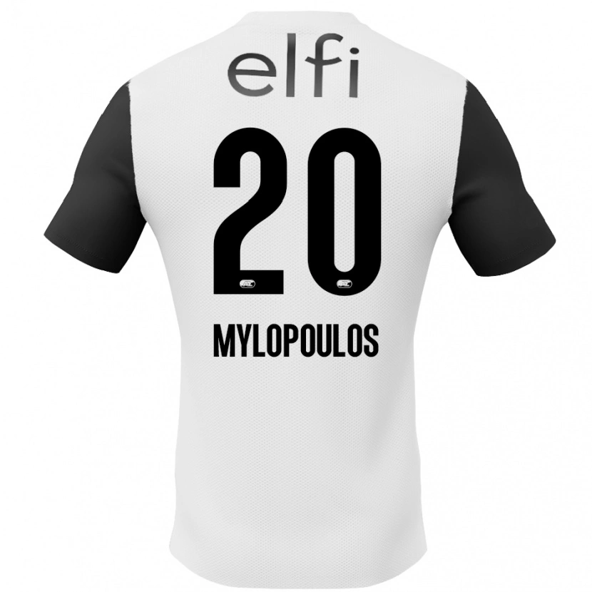 Danxen Kinder Marios Mylopoulos #20 Weiß Schwarz Auswärtstrikot Trikot 2024/25 T-Shirt Schweiz