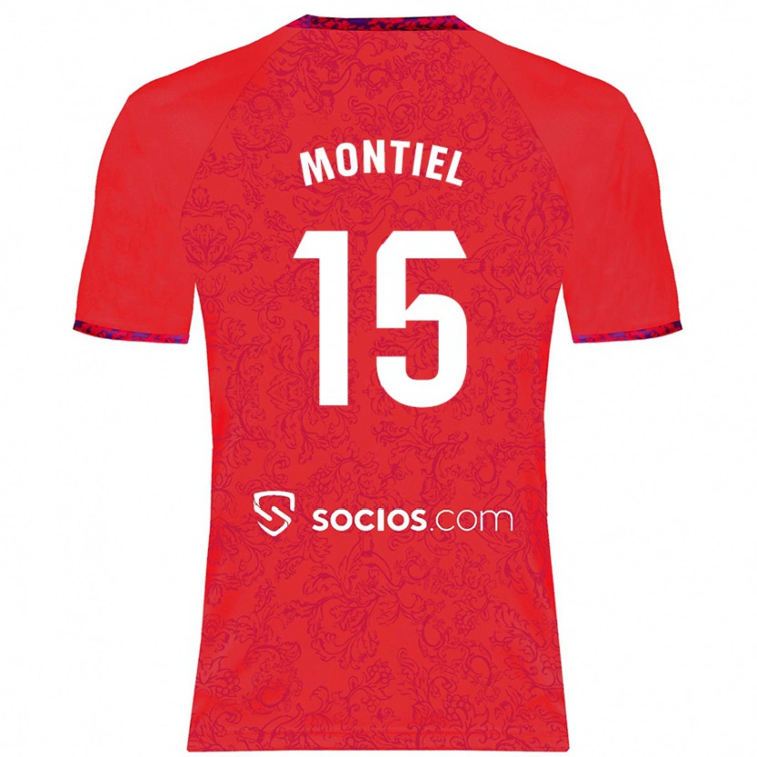 Danxen Kinder Gonzalo Montiel #15 Rot Auswärtstrikot Trikot 2024/25 T-Shirt Schweiz