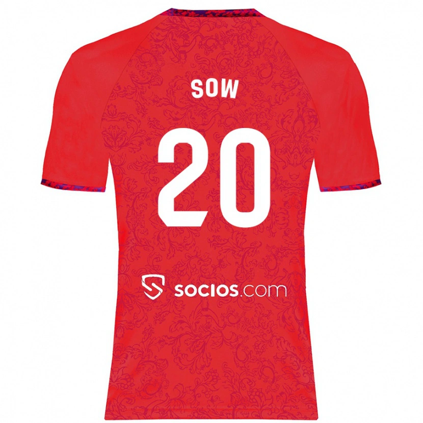 Danxen Kinder Djibril Sow #20 Rot Auswärtstrikot Trikot 2024/25 T-Shirt Schweiz