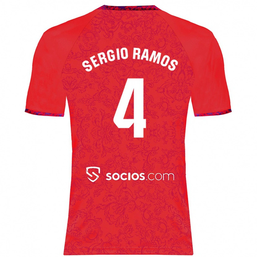 Danxen Kinder Sergio Ramos #4 Rot Auswärtstrikot Trikot 2024/25 T-Shirt Schweiz