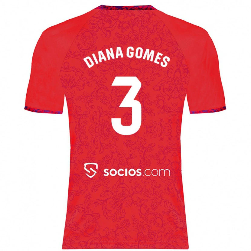 Danxen Kinder Diana Catarina Ribeiro Gomes #3 Rot Auswärtstrikot Trikot 2024/25 T-Shirt Schweiz