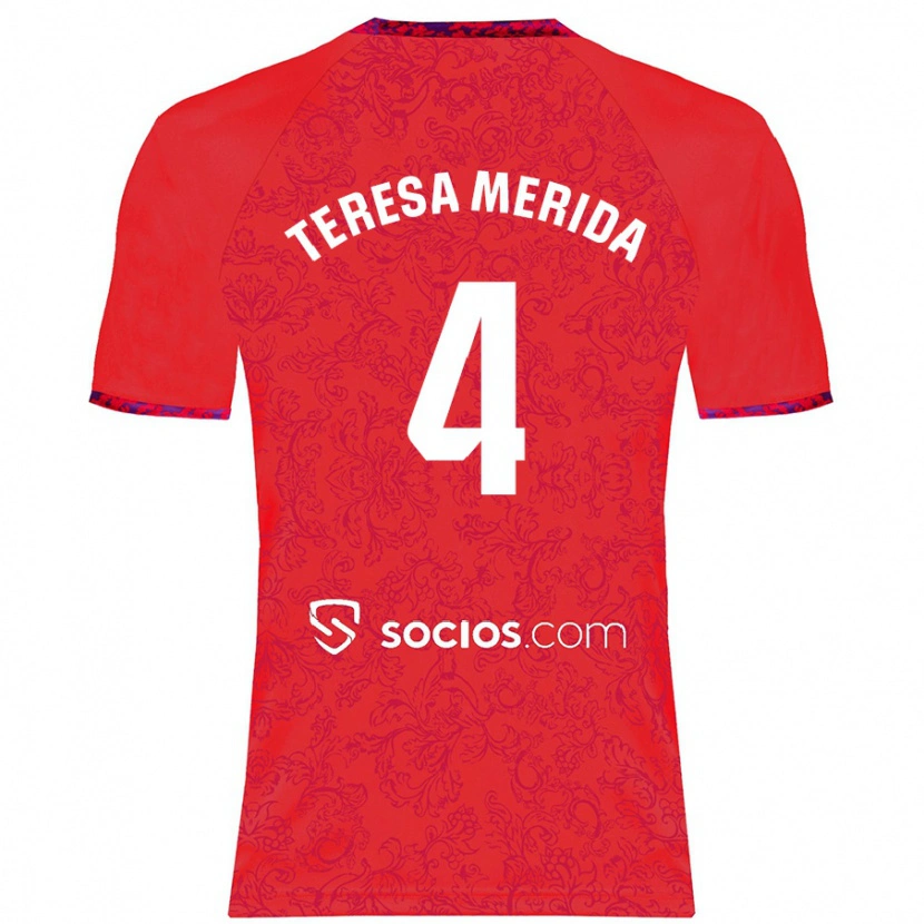 Danxen Kinder Teresa Merida #4 Rot Auswärtstrikot Trikot 2024/25 T-Shirt Schweiz