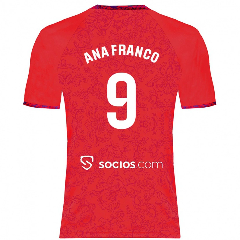 Danxen Kinder Ana Franco De La Vega #9 Rot Auswärtstrikot Trikot 2024/25 T-Shirt Schweiz