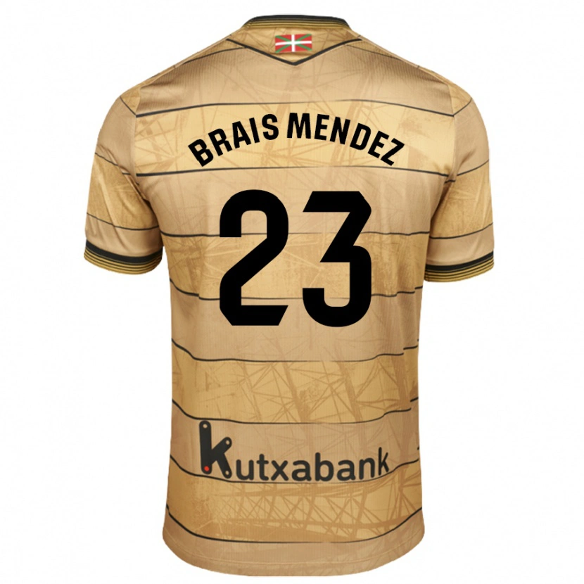 Danxen Kinder Brais Méndez #23 Braun Auswärtstrikot Trikot 2024/25 T-Shirt Schweiz