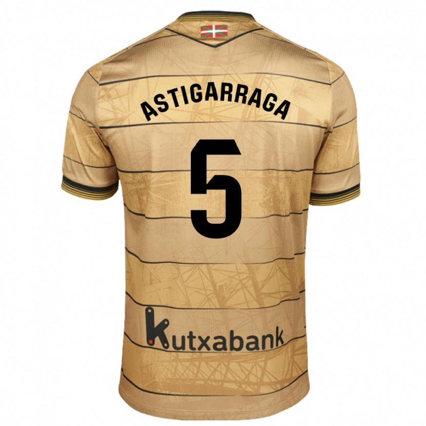 Danxen Kinder Eneko Astigarraga #5 Braun Auswärtstrikot Trikot 2024/25 T-Shirt Schweiz