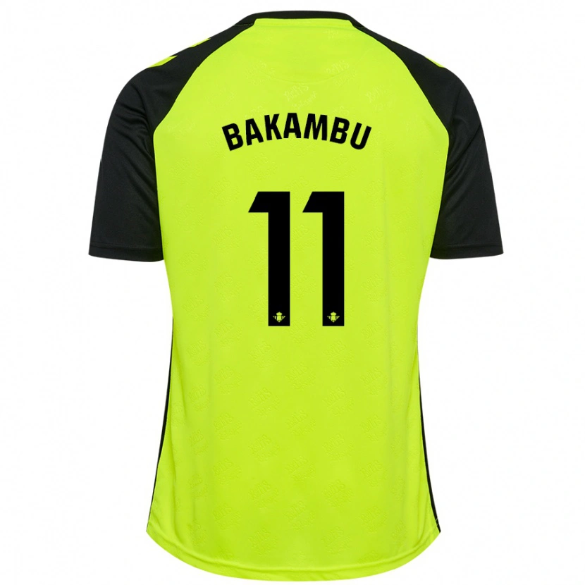 Danxen Kinder Cédric Bakambu #11 Fluoreszierendes Gelb Schwarz Auswärtstrikot Trikot 2024/25 T-Shirt Schweiz