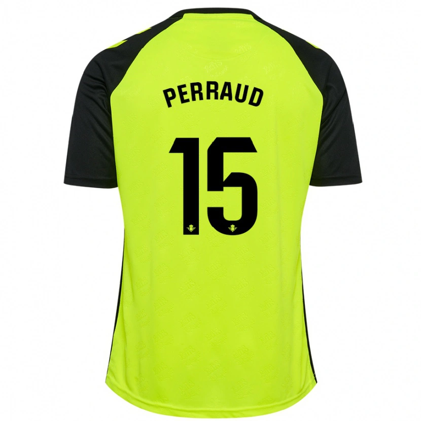 Danxen Kinder Romain Perraud #15 Fluoreszierendes Gelb Schwarz Auswärtstrikot Trikot 2024/25 T-Shirt Schweiz