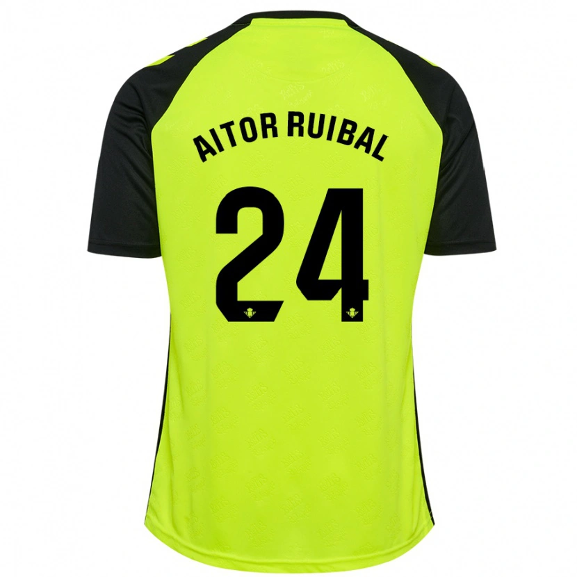 Danxen Kinder Aitor Ruibal #24 Fluoreszierendes Gelb Schwarz Auswärtstrikot Trikot 2024/25 T-Shirt Schweiz