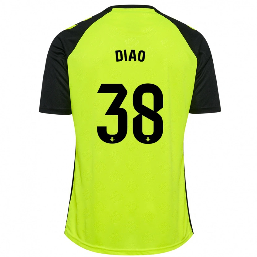 Danxen Kinder Assane Diao #38 Fluoreszierendes Gelb Schwarz Auswärtstrikot Trikot 2024/25 T-Shirt Schweiz