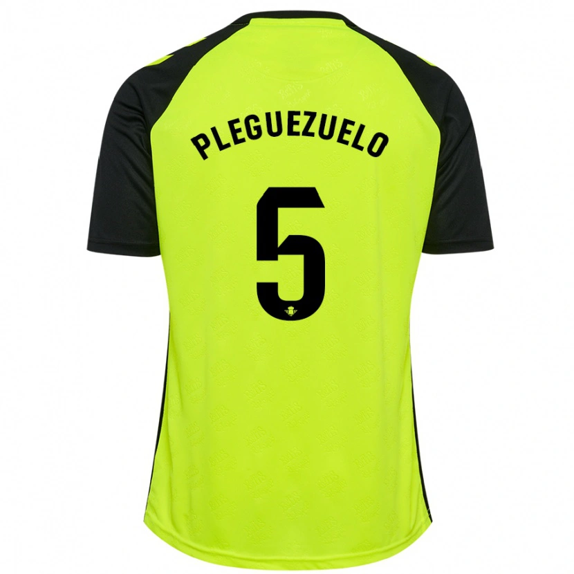 Danxen Kinder Xavi Pleguezuelo #5 Fluoreszierendes Gelb Schwarz Auswärtstrikot Trikot 2024/25 T-Shirt Schweiz