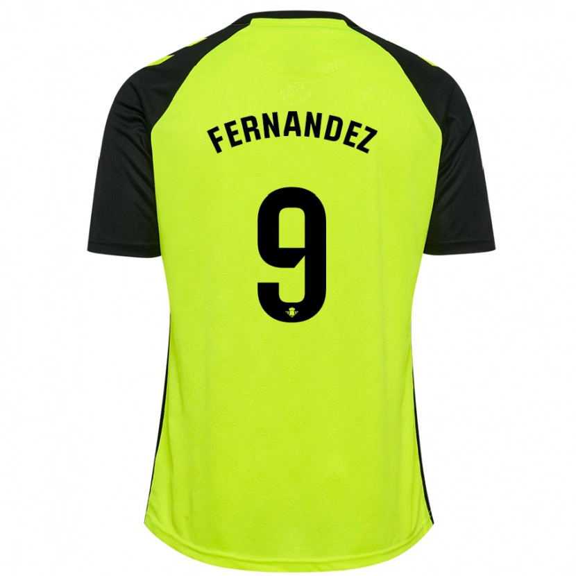 Danxen Kinder Marcos Fernández #9 Fluoreszierendes Gelb Schwarz Auswärtstrikot Trikot 2024/25 T-Shirt Schweiz