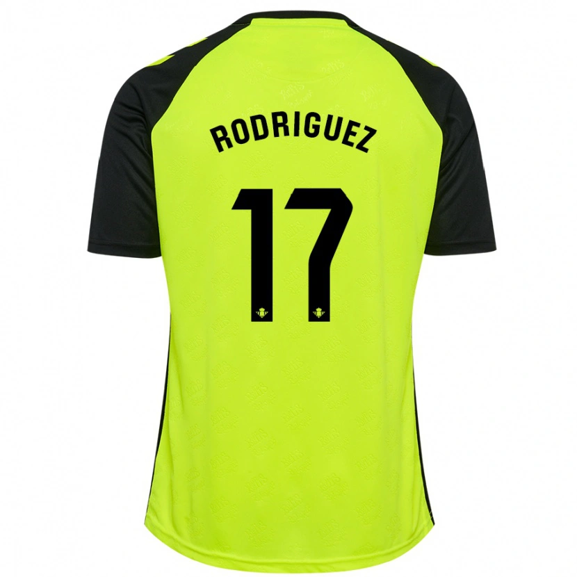 Danxen Kinder Jesús Rodriguez #17 Fluoreszierendes Gelb Schwarz Auswärtstrikot Trikot 2024/25 T-Shirt Schweiz