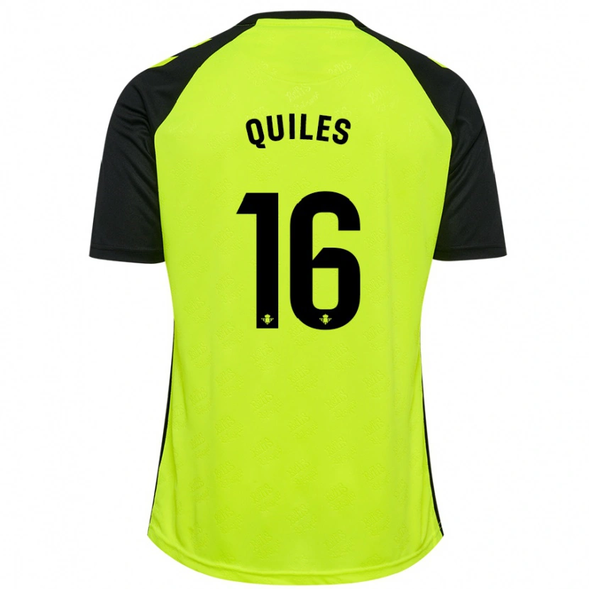 Danxen Kinder Violeta García Quiles #16 Fluoreszierendes Gelb Schwarz Auswärtstrikot Trikot 2024/25 T-Shirt Schweiz