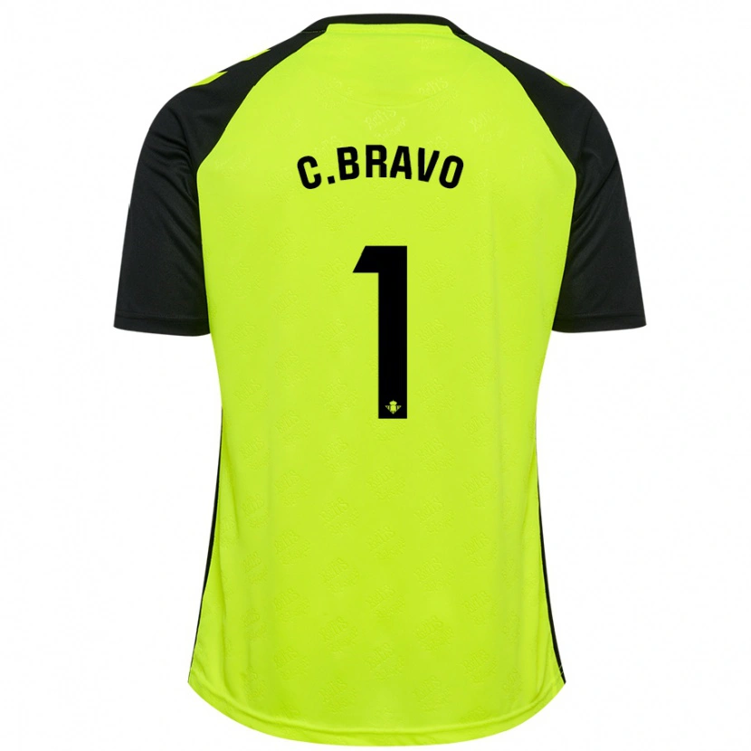 Danxen Kinder Claudio Bravo #1 Fluoreszierendes Gelb Schwarz Auswärtstrikot Trikot 2024/25 T-Shirt Schweiz