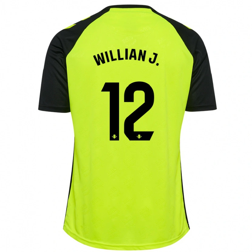 Danxen Kinder Willian José #12 Fluoreszierendes Gelb Schwarz Auswärtstrikot Trikot 2024/25 T-Shirt Schweiz