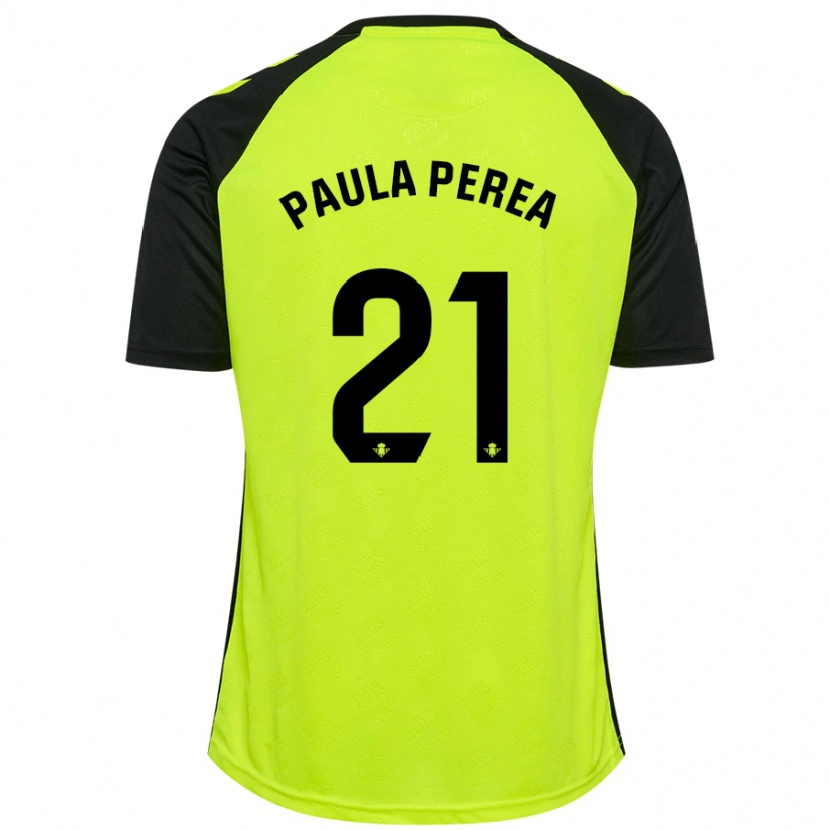 Danxen Kinder Paula Perea Ramírez #21 Fluoreszierendes Gelb Schwarz Auswärtstrikot Trikot 2024/25 T-Shirt Schweiz