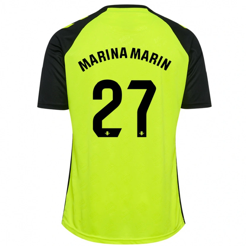 Danxen Kinder Marina Marín #27 Fluoreszierendes Gelb Schwarz Auswärtstrikot Trikot 2024/25 T-Shirt Schweiz