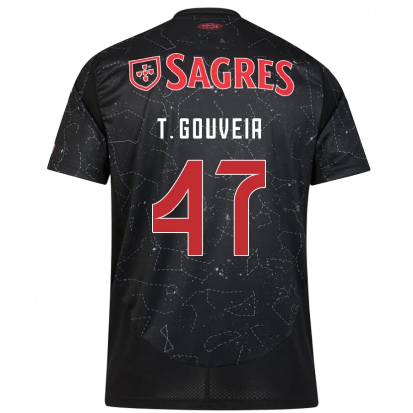 Danxen Kinder Tiago Gouveia #47 Schwarz Rot Auswärtstrikot Trikot 2024/25 T-Shirt Schweiz